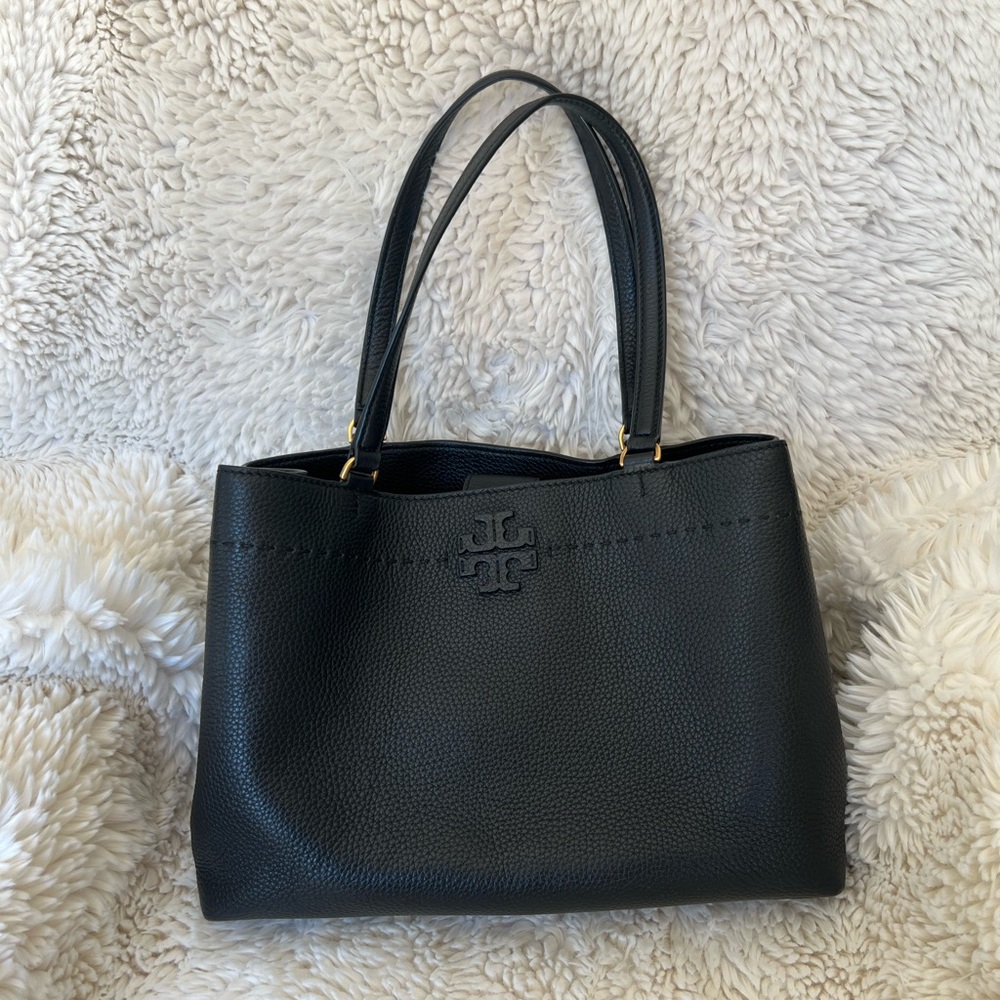 Tory Burch Mcgraw Large Leather Hobo Tote Bag, Black